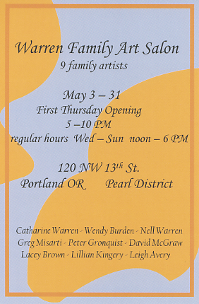 Flyer for Art Show in Portland Or in May